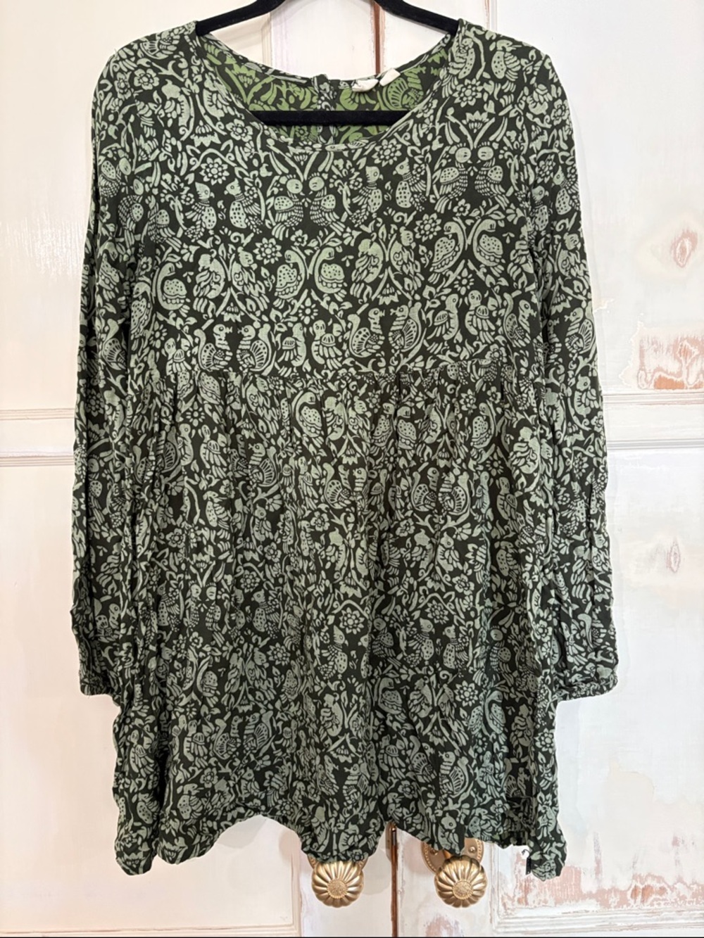 Roxy Olive Green Botanical Print Long-Sleeve Tunic